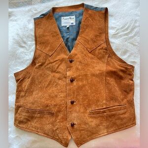 Vintage Pioneer Wear Genuine Sheepskin Leather Vest Western Cowboy Size XL suede